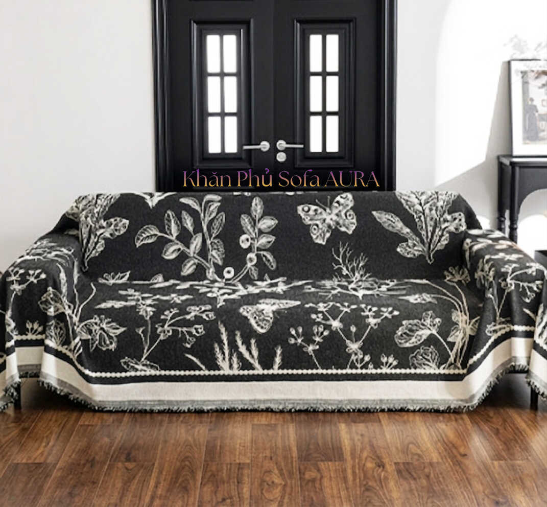 khăn trải sofa thiên nhiên trắng đen khăn trải sofa thiên nhiên trắng đen