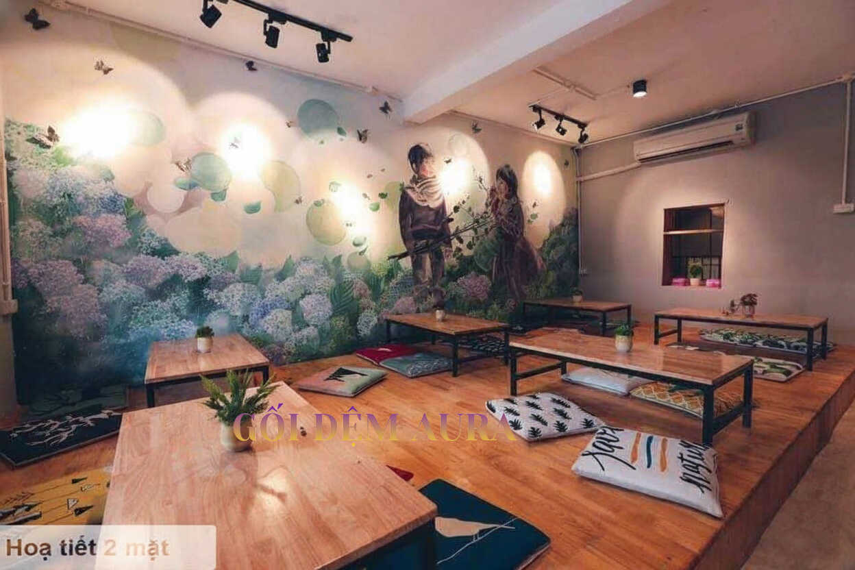 Những Mẫu Nệm Ngồi Bệt Đang Được Ưa Chuộng Nhất Hiện Nay đệm ngồi bệt quán cafe trà sữa aura002