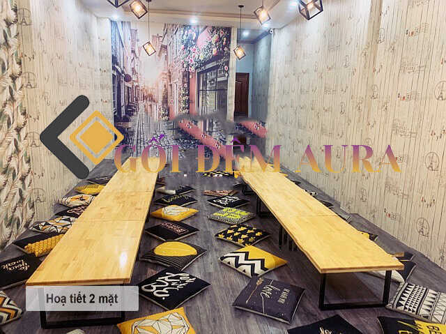 Những Mẫu Nệm Ngồi Bệt Đang Được Ưa Chuộng Nhất Hiện Nay đệm ngồi bệt quán cafe trà sữa aura015