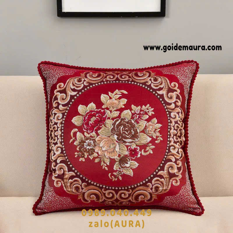 Gối Tựa Lưng Sofa Gỗ Sang Trọng Tinh Tế gối tựa sofa cao cấp màu đỏ