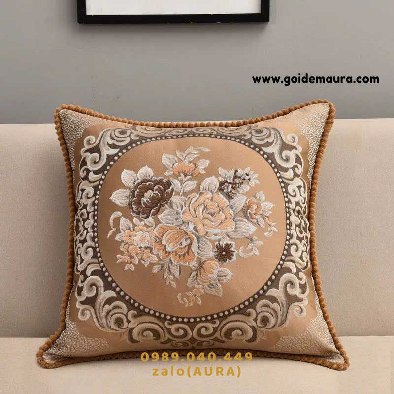 Gối Tựa Lưng Sofa Gỗ Sang Trọng Tinh Tế gối tựa sofa cao cấp màu nâu