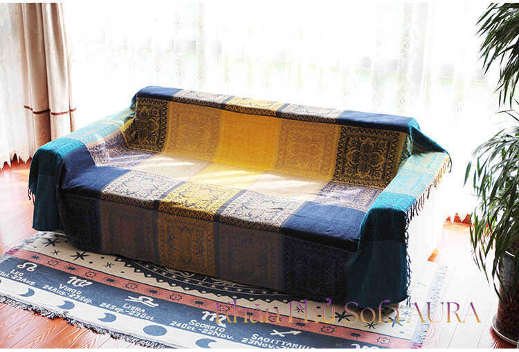 khăn phủ sofa tây tạng xanh vàng khăn phủ sofa tây tạng xanh vàng