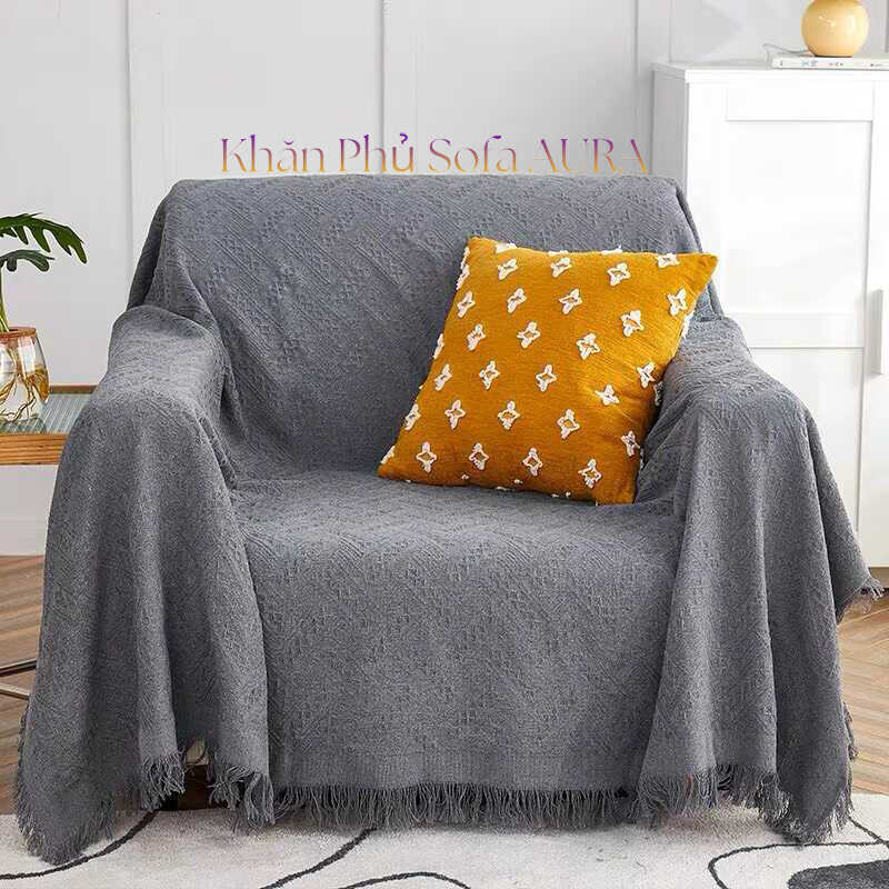 Những Mẫu Khăn Phủ Sofa Đẹp Và Sang Trọng khăn sofa ghế đơn màu xám