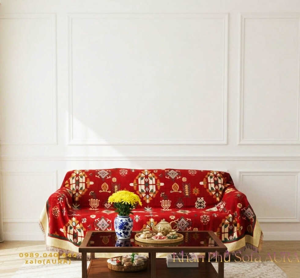 khăn sofa màu đỏ vàng khăn sofa màu đỏ vàng