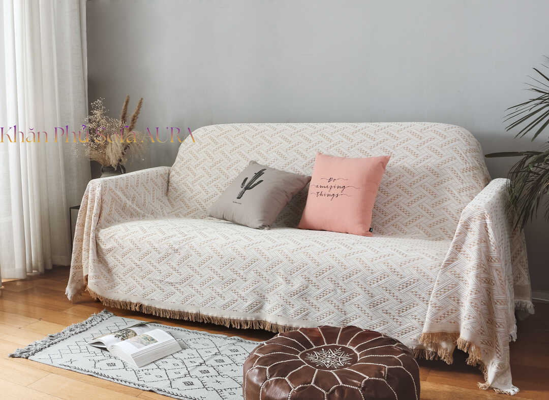 khăn sofa màu kem nhạt khăn sofa màu kem nhạt