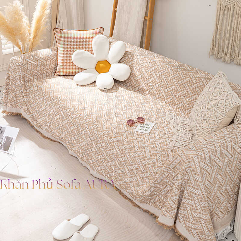 khăn sofa màu kem khăn sofa màu kem