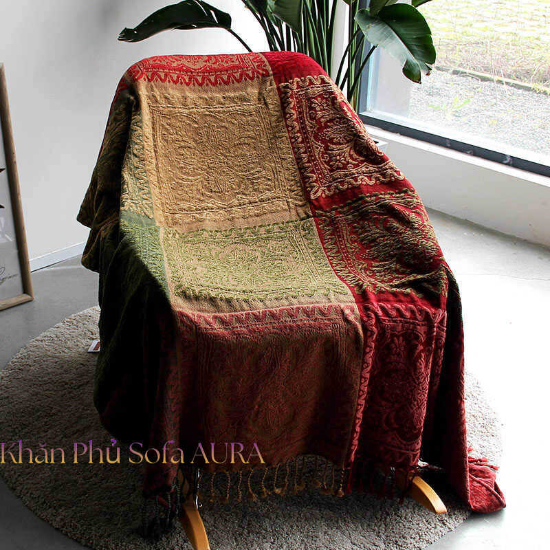 khăn sofa tây tạng đỏ aura khăn sofa tây tạng đỏ aura