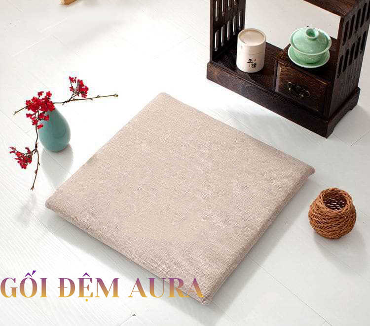 Nệm Lót Ngồi Bệt Kiểu Nhật Cao Cấp nệm ngồi bệt vuông màu kem