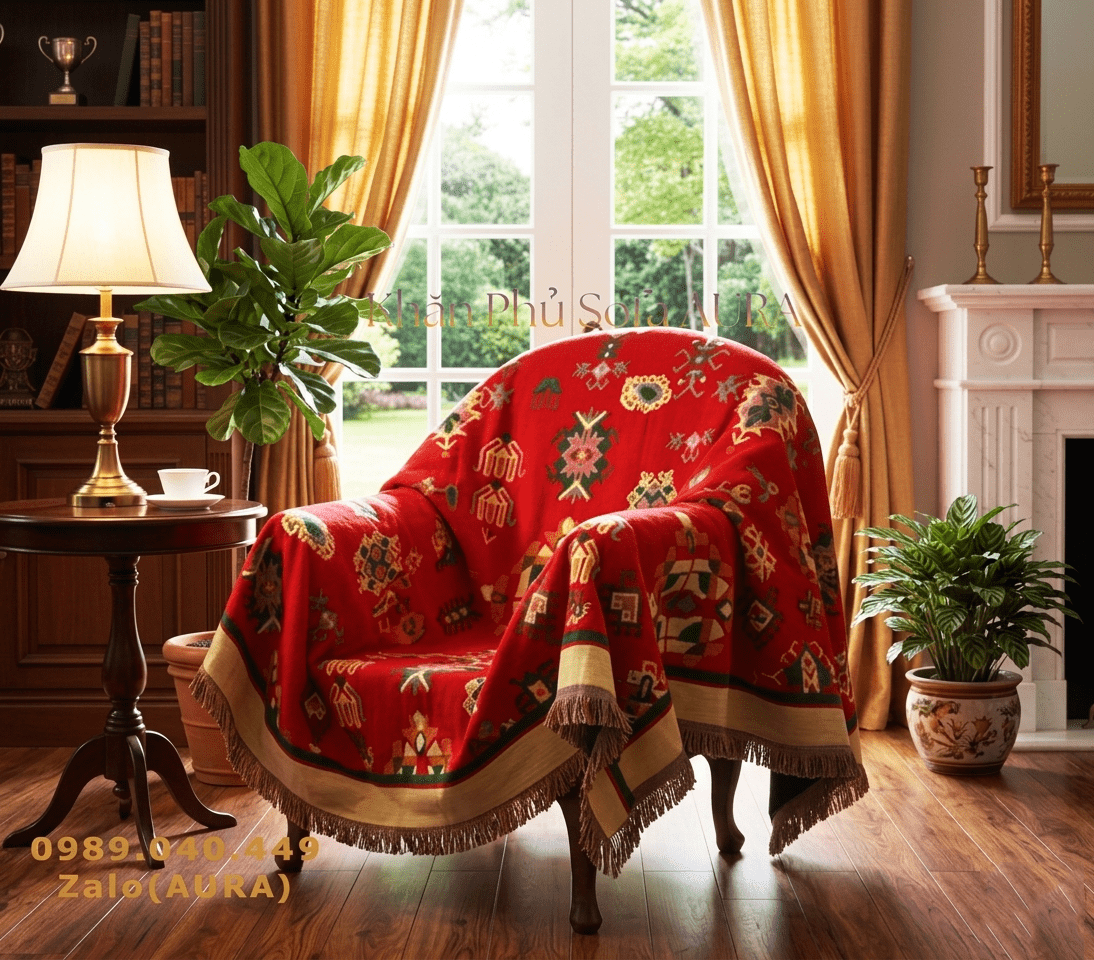 Những Mẫu Khăn Phủ Sofa Đẹp Và Sang Trọng khăn trải sofa đơn màu vàng đỏ