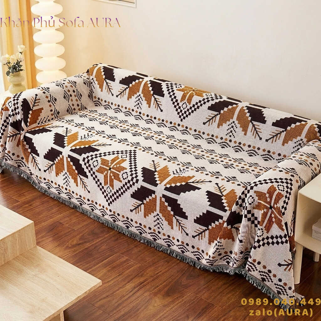 Những Mẫu Khăn Phủ Sofa Đẹp Và Sang Trọng khăn trải sofa góc nâu gỗ