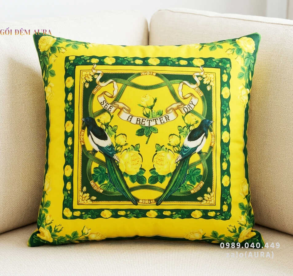 Gối Sofa Vải Nhung Cao Cấp gối sofa hoa hồng vàng mẫu better day