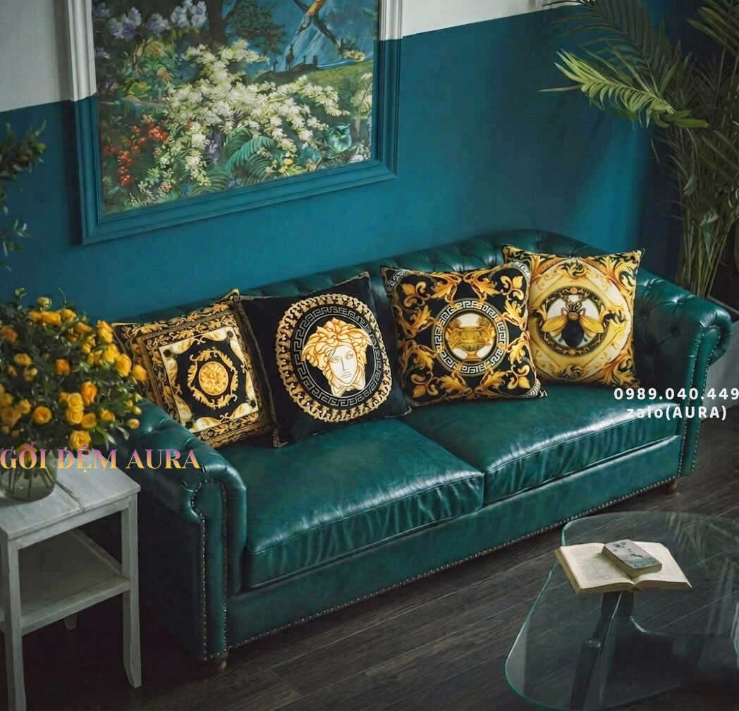 Gối Sofa Vải Nhung Trang Trí Phong Cách Sang Trọng gối tựa sofa hoàng gia royal đẹp