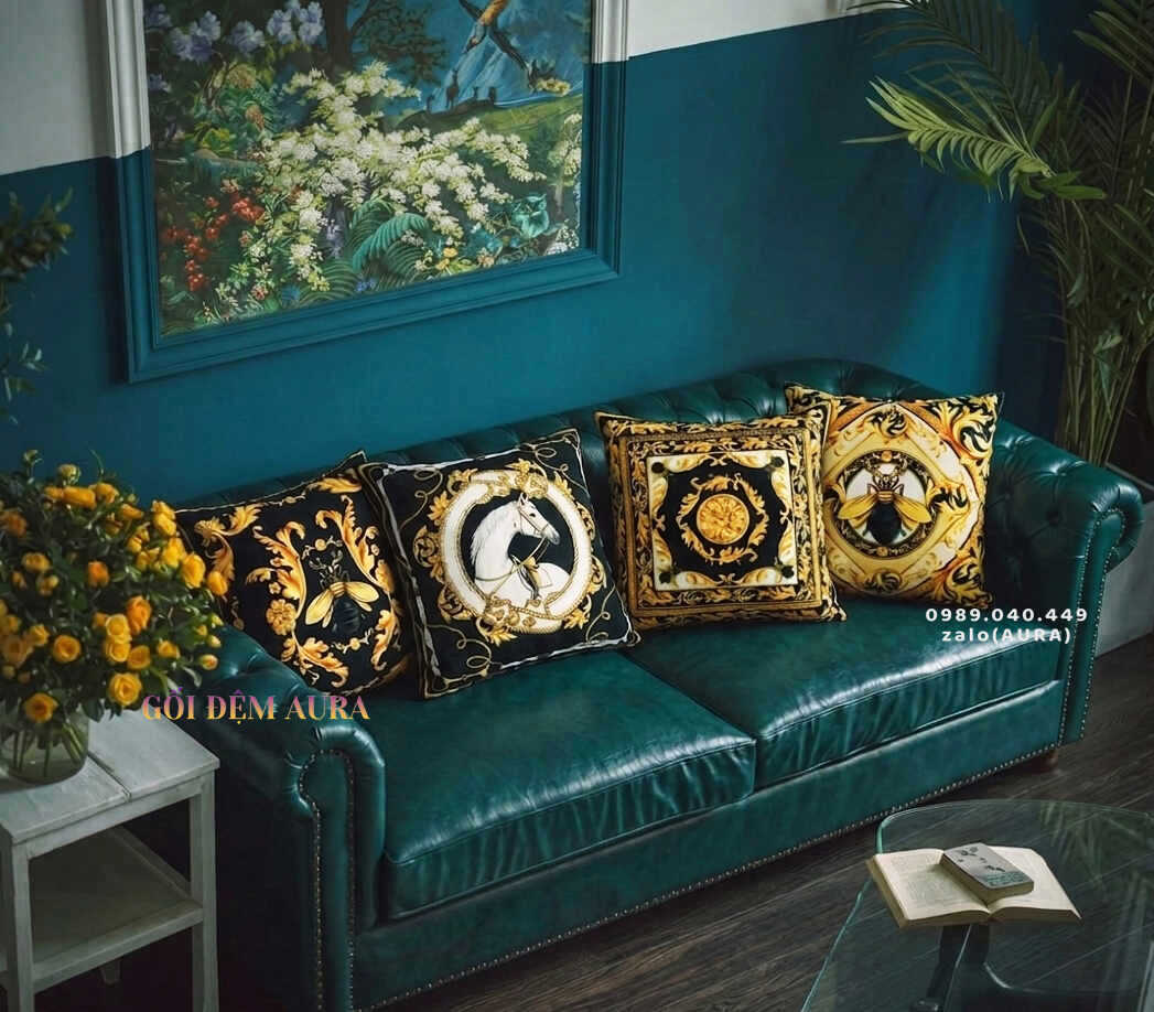 Gối Sofa Vải Nhung Trang Trí Phong Cách Sang Trọng gối sofa hoàng gia royal cao cấp