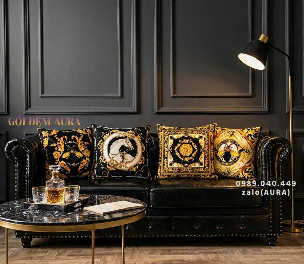 Gối Sofa Vải Nhung Trang Trí Phong Cách Sang Trọng gối sofa hoàng gia royal sang trọng