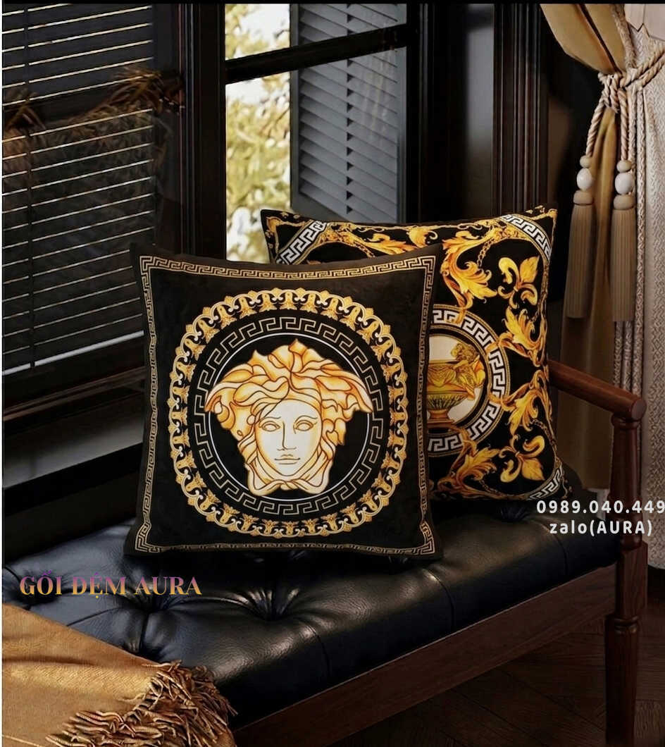 Gối Sofa Vải Nhung Trang Trí Phong Cách Sang Trọng gối sofa hoàng gia royal versace
