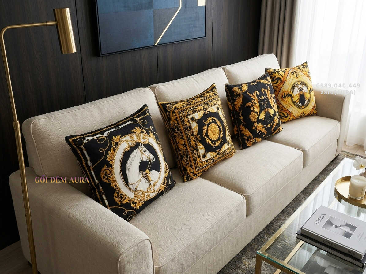 Gối Sofa Vải Nhung Cao Cấp gối tựa sofa hoàng gia sang trọng