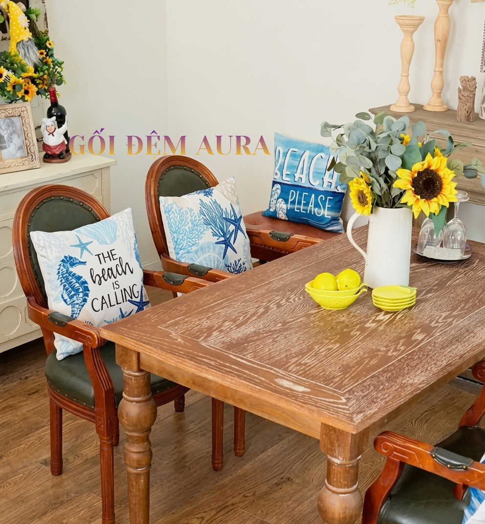 Gối Tựa Lưng Sofa Cao Cấp Mẫu Biển Xanh Tươi Mát gối tựa sofa mẫu biển xanh tươi mát