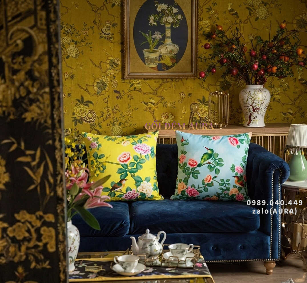 Những Mẫu Gối Trang Trí Sofa Đẹp Sang Trọng gối tựa sofa spring froral đẹp