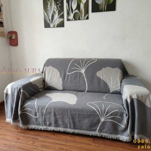 Khăn Sofa Đơn Mẫu Lá Xám 1.3x1.8m khăn sofa đơn lá xám