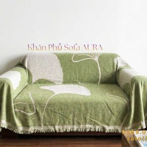 khăn sofa đơn lá xanh cốm