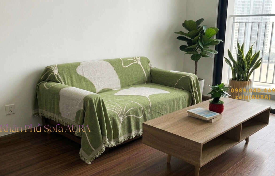 Những Mẫu Khăn Phủ Sofa Đẹp Và Sang Trọng khăn sofa đơn lá xanh cốm đẹp