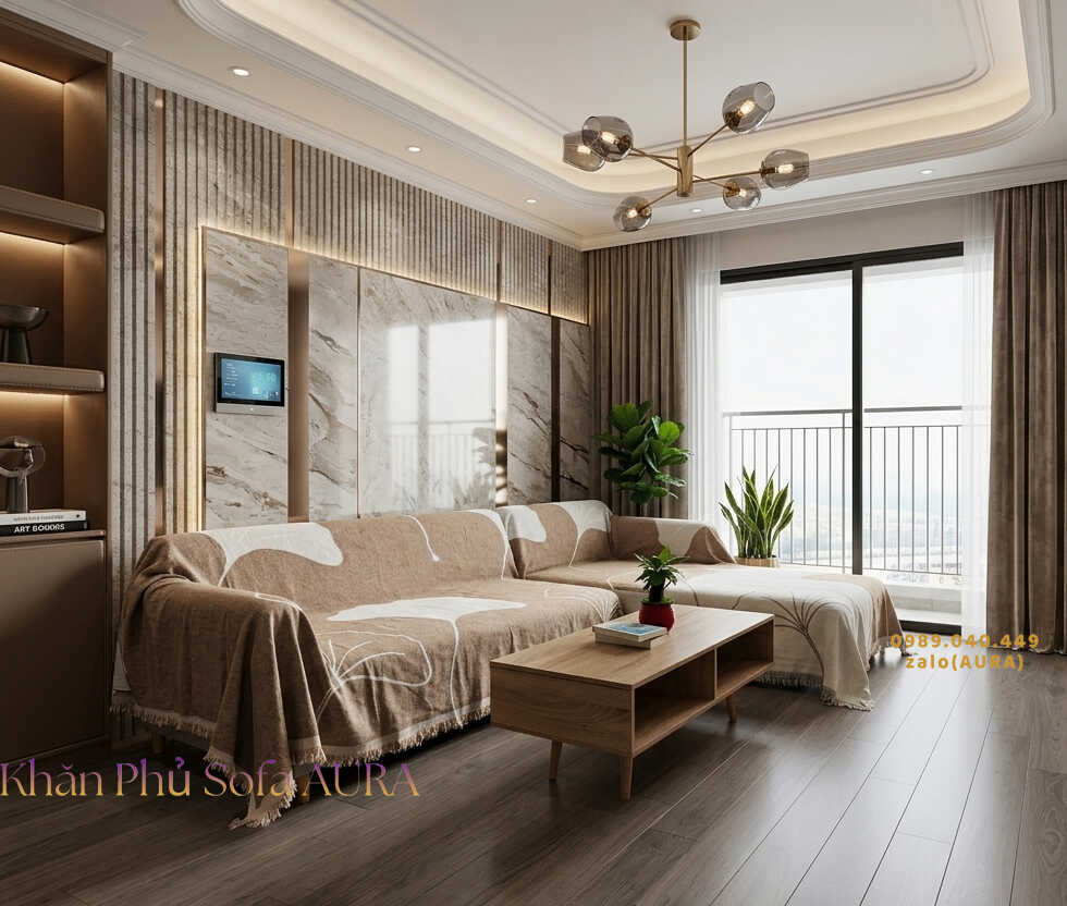 Khăn Phủ Sofa Cho Phòng Khách Hiện Đại khăn sofa góc lá nâu
