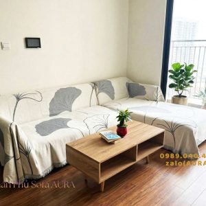 Khăn Phủ Sofa Lá Xám 1.3x1.8m Khăn Phủ Sofa Lá Xám 1.3x1.8m
