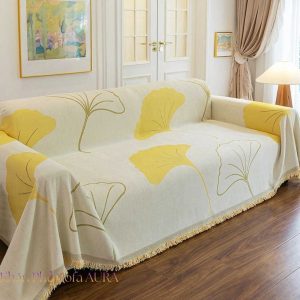 khăn sofa lá vàng
