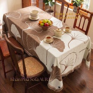 Khăn Sofa Đơn Mẫu Lá Nâu size 1.3x1.8m khăn trải bàn lá nâu