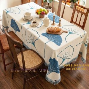 Khăn Sofa Đơn Mẫu Lá Xanh Dương size 1.3x1.8m khăn trải bàn lá xanh dương