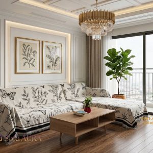 Khăn Trải Sofa Góc Mẫu Thiên Nhiên Đen Trắng 2 Mặt khăn trải sofa góc thiên nhiên đen trắng
