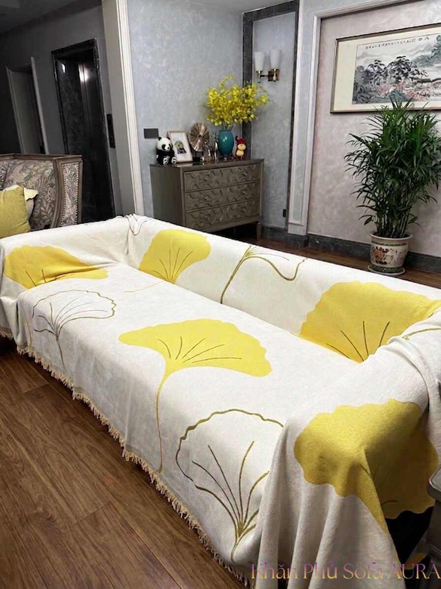 khăn trải sofa lá vàng khăn trải sofa lá vàng