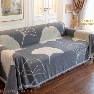 Khăn Sofa Lá Xám size 1.8x3.4m khăn trải sofa lá xám