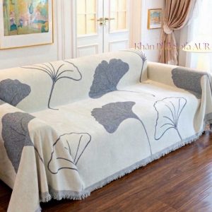 Khăn Sofa Đơn Mẫu Lá Xám 1.3x1.8m Khăn Sofa Đơn Mẫu Lá Xám 1.3x1.8m