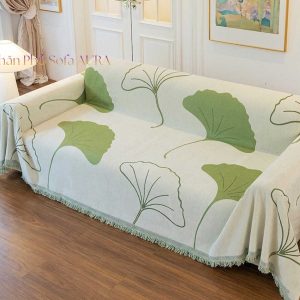 khăn trải sofa lá xanh