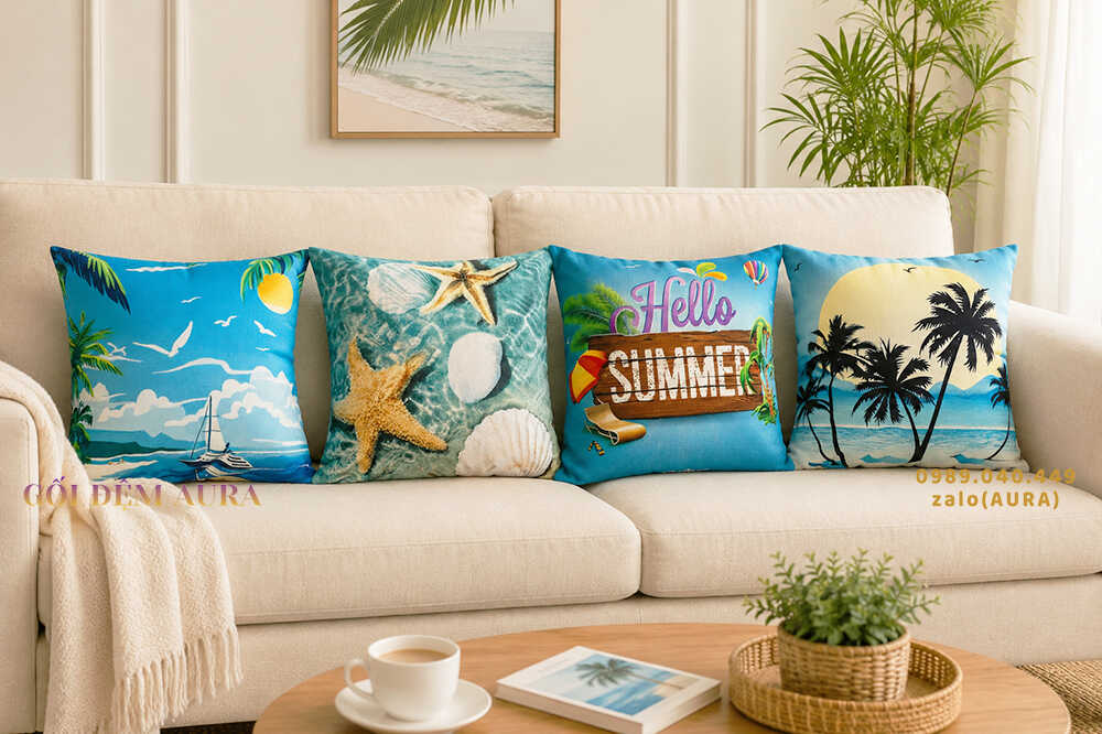 gối tựa sofa đại dương xanh