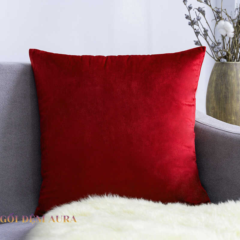 gối tựa sofa nhung đỏ gối tựa sofa nhung đỏ