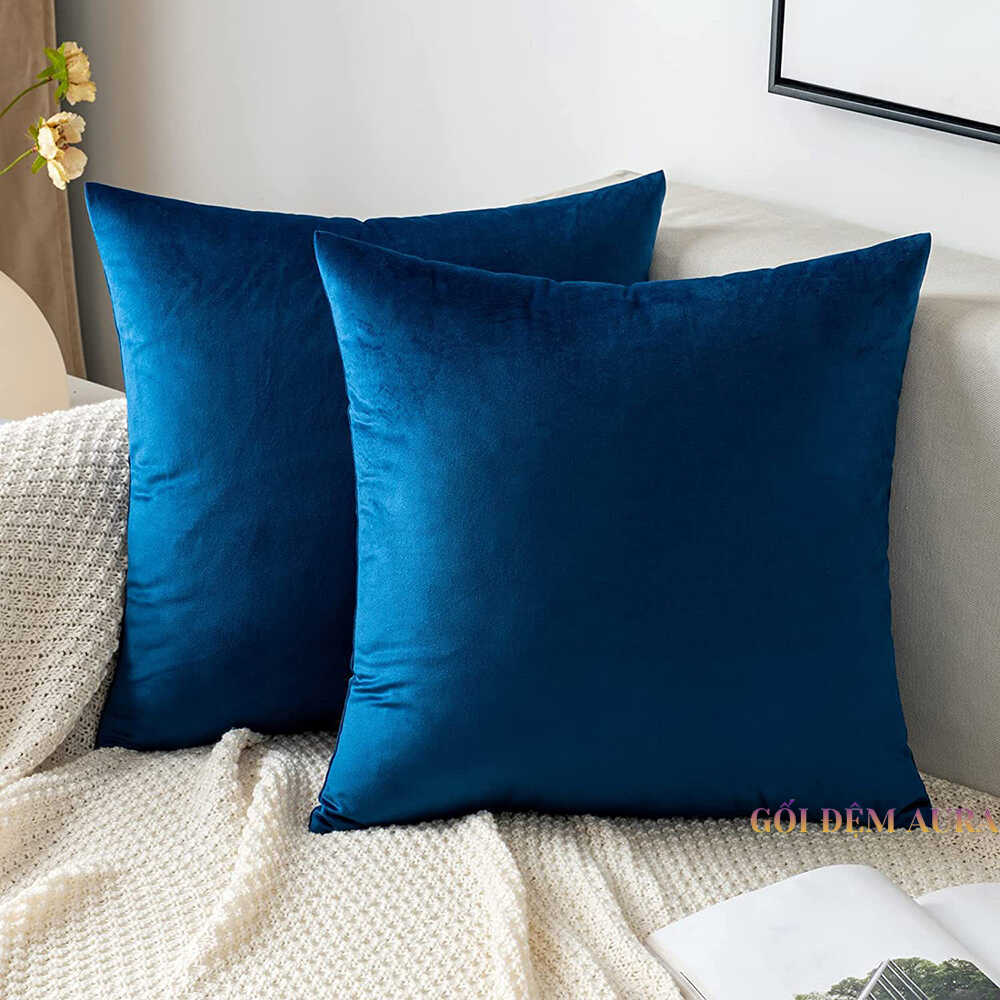 gối tựa sofa nhung xanh biển đẹp gối tựa sofa nhung xanh biển đẹp