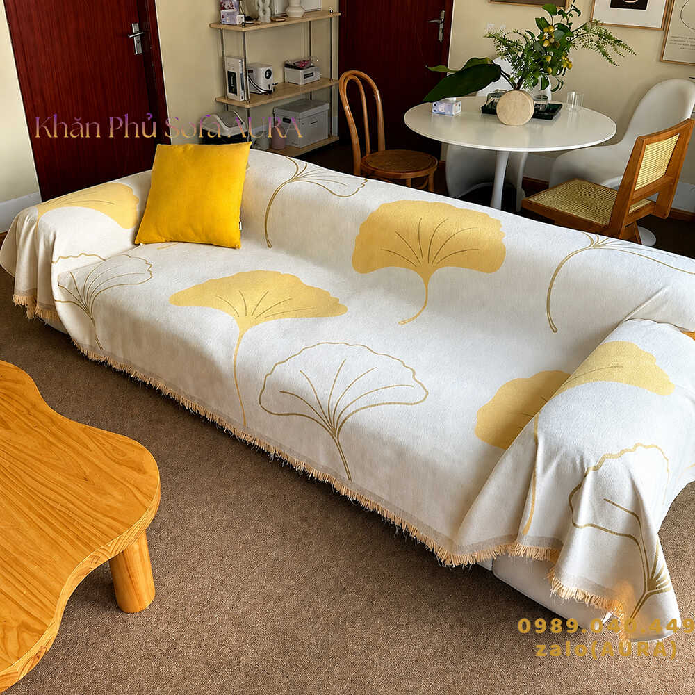 khăn phủ sofa lá vàng đẹp khăn phủ sofa lá vàng đẹp