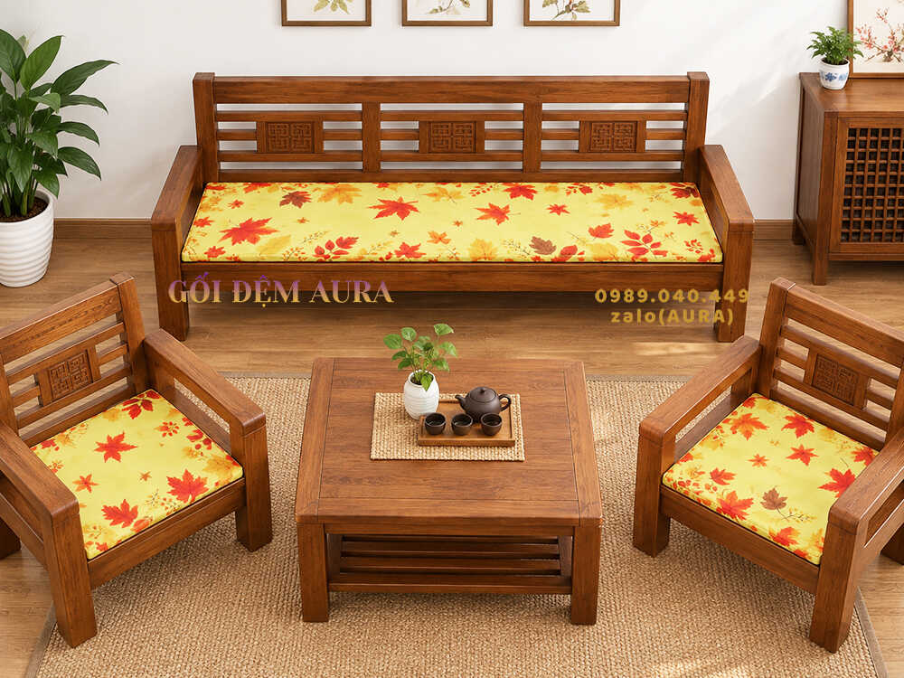 đệm lót ghế sofa gỗ mẫu lá phong đệm lót ghế sofa gỗ mẫu lá phong