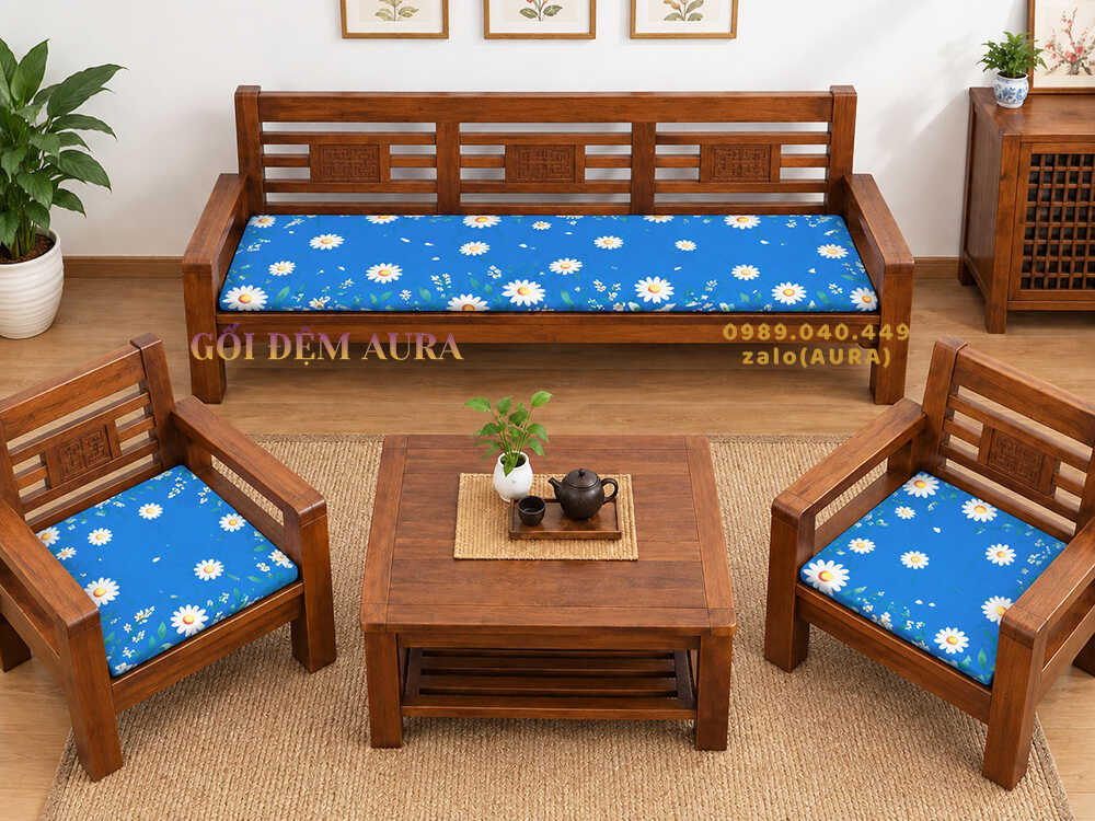 đệm lót ghế sofa gỗ hoa cúc đệm lót ghế sofa gỗ hoa cúc