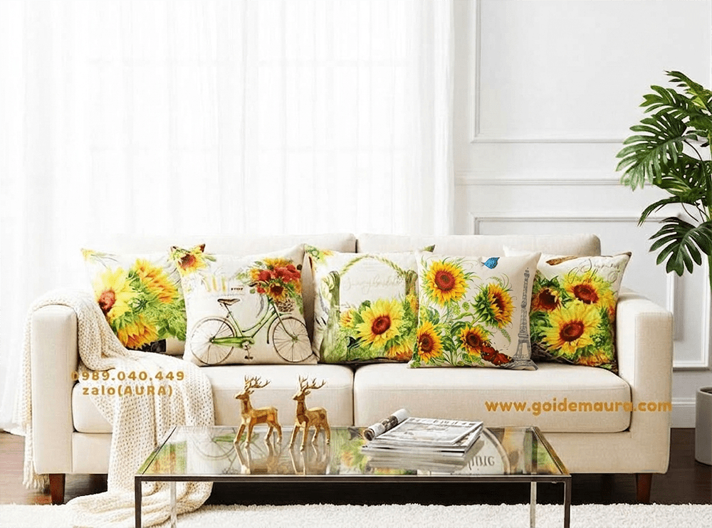 gối sofa hoa hướng dương vàng gối sofa hoa hướng dương vàng