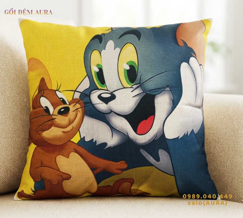gối tựa lưng sofa tom jerry vàng gối tựa lưng sofa tom jerry vàng