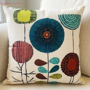 Gối Tựa Sofa Hoa Xanh Nâu