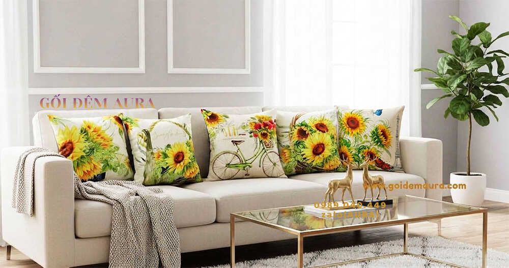 gối tựa sofa hoa hướng dương vàng gối tựa sofa hoa hướng dương vàng