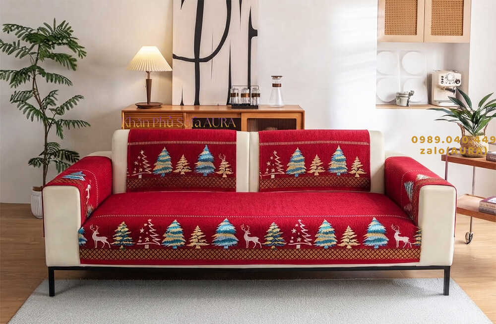 thảm lót sofa mẫu giáng sinh chống trượt